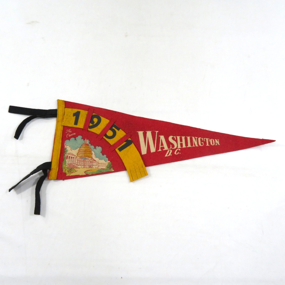 Washington DC Pennant The Capitol 1951 Graphic Yellow White Red 18x7 Vintage